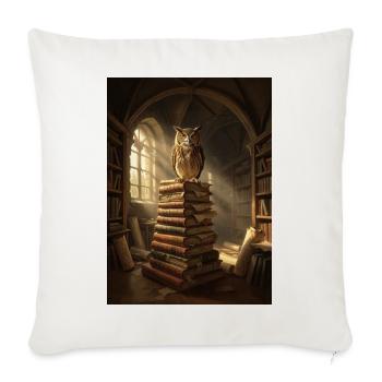 Eulenruf am Bücherstapel Licht - Sofakissenbezug 45 x 45 cm - Naturweiß  - Vorne
