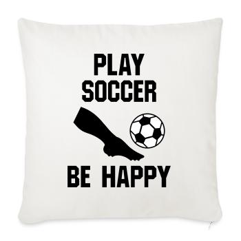 Jouer au football, être heureux (partie d’une jambe, football) - Housse de coussin décorative 45 x 45 cm - blanc nature - Devant