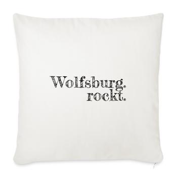 Wolfsburg rockt - Textdesign mit Stadtnamen - Sofakissenbezug 45 x 45 cm - Naturweiß  - Vorne