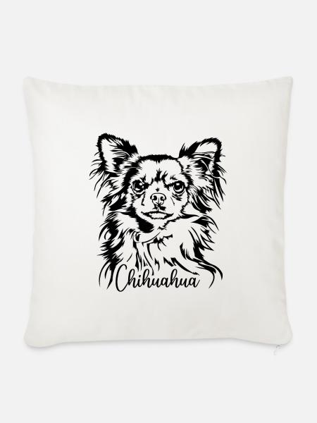 CHIHUAHUA Hundeportrait Hunde Wilsigns - Sofakissenbezug 45 x 45 cm - Naturweiß