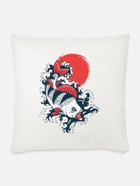 Barsch auf japanisch - Anglershirt - Sofakissenbezug 45 x 45 cm - Naturweiß