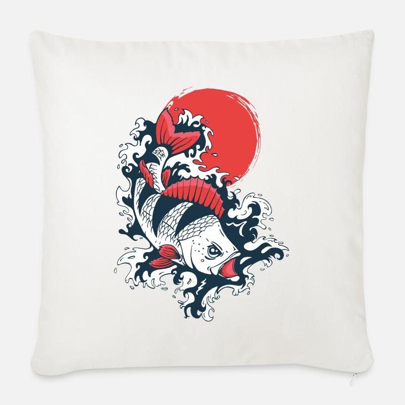 Barsch auf japanisch - Anglershirt - Sofakissenbezug 45 x 45 cm - Naturweiß 