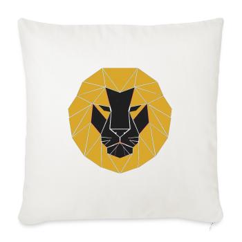 Schwarzgoldener geometrischer Löwe - Sofakissenbezug 45 x 45 cm - Naturweiß  - Vorne