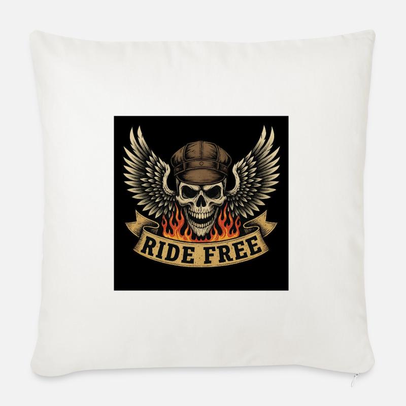 Biker Skull Design - Sofakissenbezug 45 x 45 cm - Naturweiß 