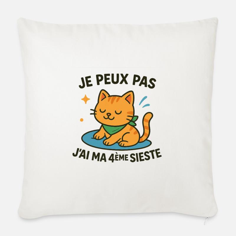Zen-Katze im Nickerchen Ich kann nicht - Sofakissenbezug 45 x 45 cm - Naturweiß 