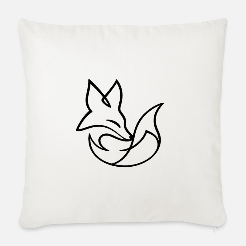 One_Line_Fuchs - Sofakissenbezug 45 x 45 cm - Naturweiß 