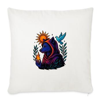 Flamme des Geistes – Kosmische Wolfskunst - Sofakissenbezug 45 x 45 cm - Naturweiß  - Vorne