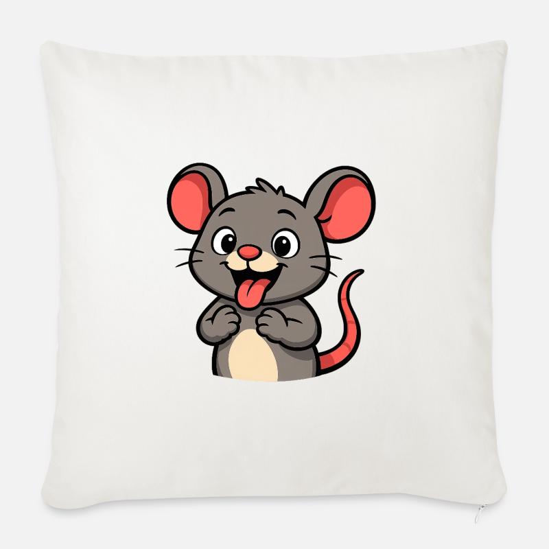 Freche Maus  - Sofakissenbezug 45 x 45 cm - Naturweiß 