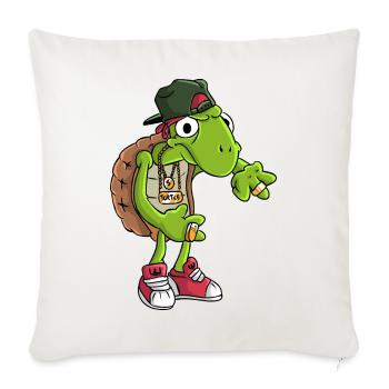 Hip-Hop Schildkröte - Sofakissenbezug 45 x 45 cm - Naturweiß  - Vorne
