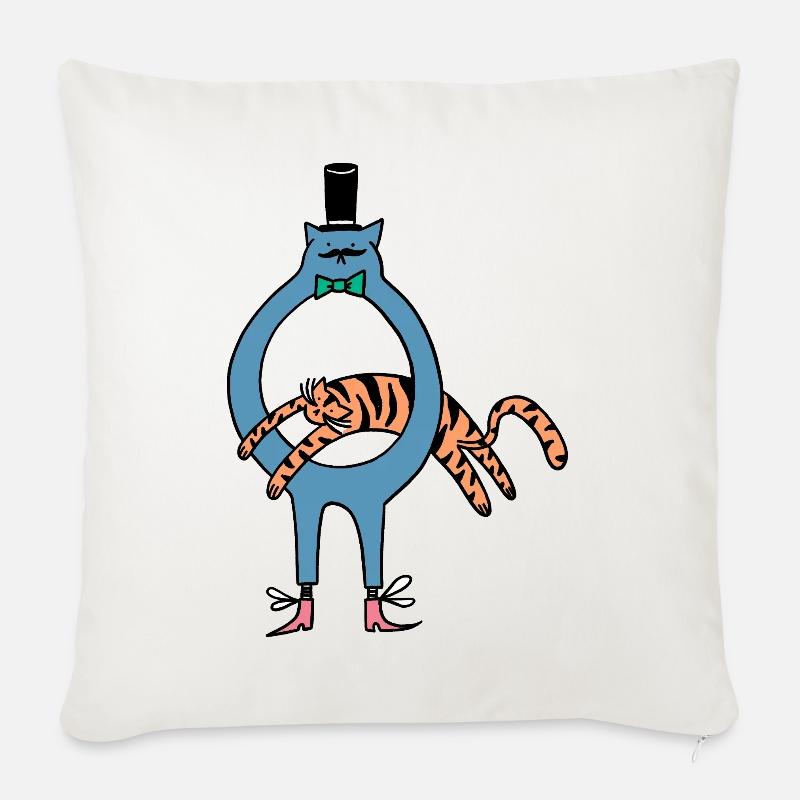 Tiger_Jump - Sofakissenbezug 45 x 45 cm - Naturweiß 