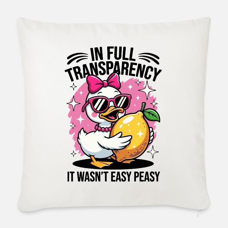 Süße Ente mit Zitrone – In Full Transparency Fun - Sofakissenbezug 45 x 45 cm - Naturweiß 