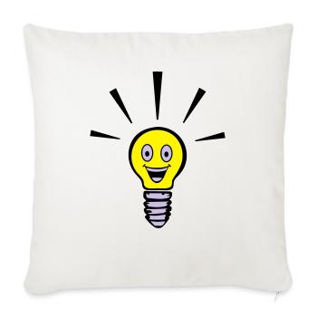 Light bulb with smiley - big idea - Housse de coussin décorative 45 x 45 cm - blanc nature - Devant