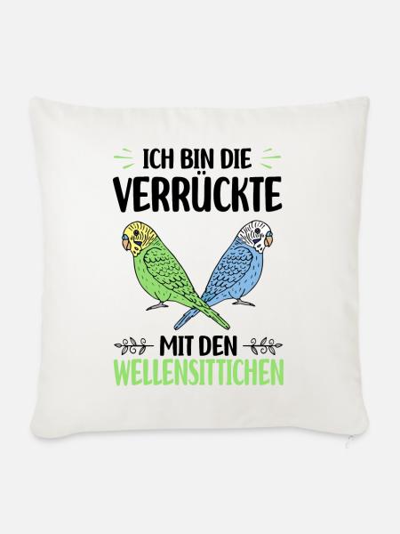 Wellensittich Vogel - Sofakissenbezug 45 x 45 cm - Naturweiß