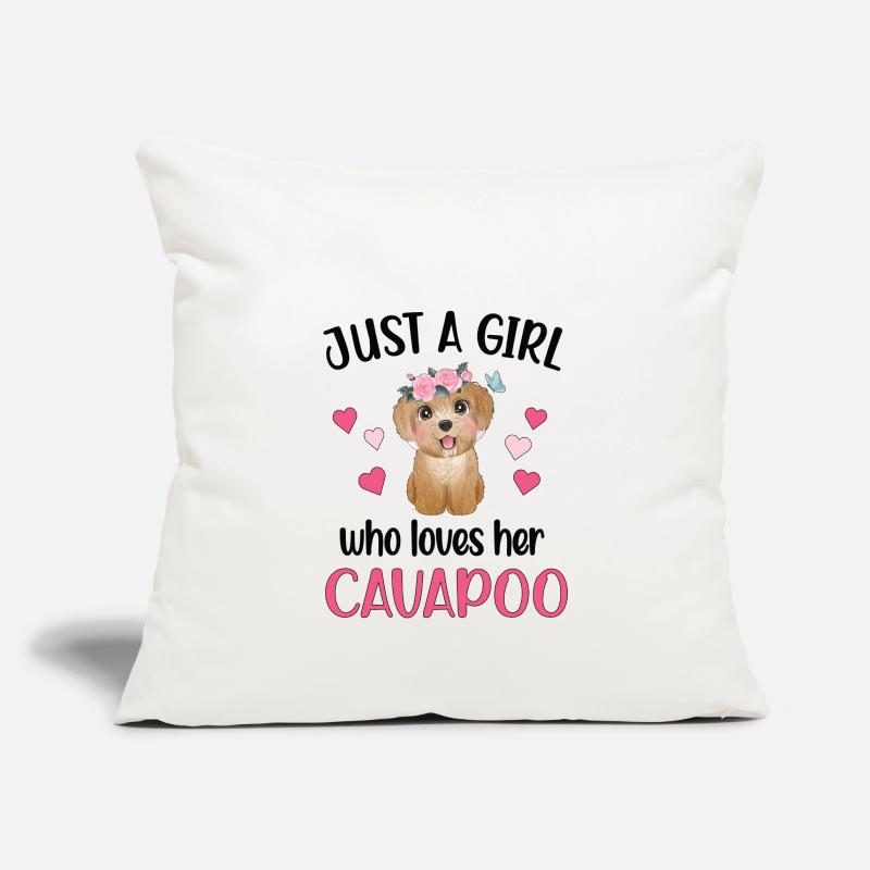 Cavapoo fille Cavoodle Dame de chien Cavapoo Mignon Housse de coussin décorative 45 x 45 cm