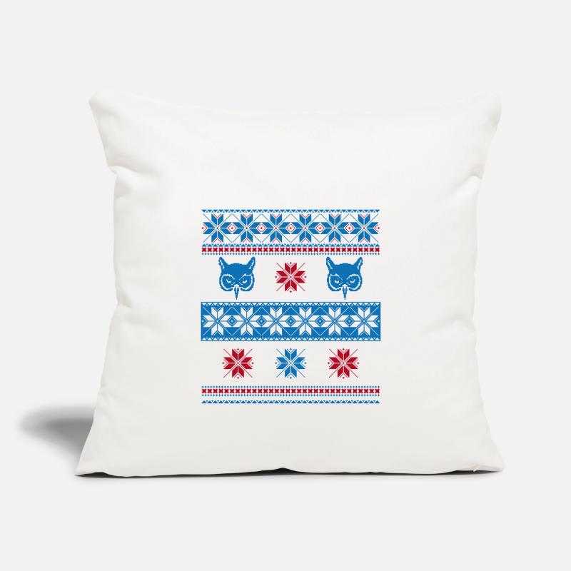 Norweger Pullover Eule Blau Rot Sofakissenbezug 45 x 45 cm