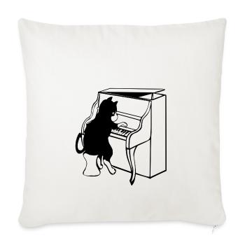 Katze Klavier Musik - Sofakissenbezug 45 x 45 cm - Naturweiß  - Vorne