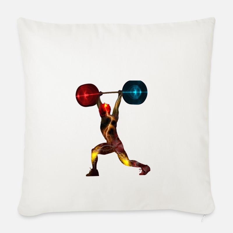 spacy weightlifter - Sofa pillowcase 17,3'' x 17,3'' (45 x 45 cm) - natural white
