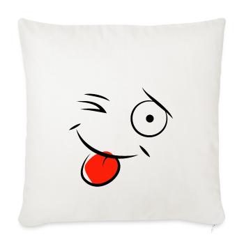 Lustiges Cartoon Gesicht mit Zunge - Sofakissenbezug 45 x 45 cm - Naturweiß  - Vorne