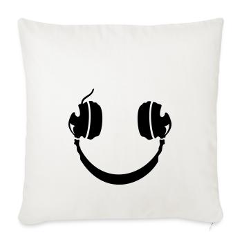 Smiley Headphone - Sofakissenbezug 45 x 45 cm - Naturweiß  - Vorne