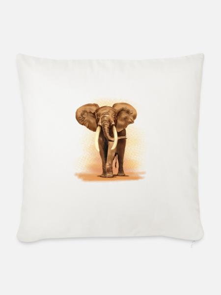 Elefant - Sofakissenbezug 45 x 45 cm - Naturweiß