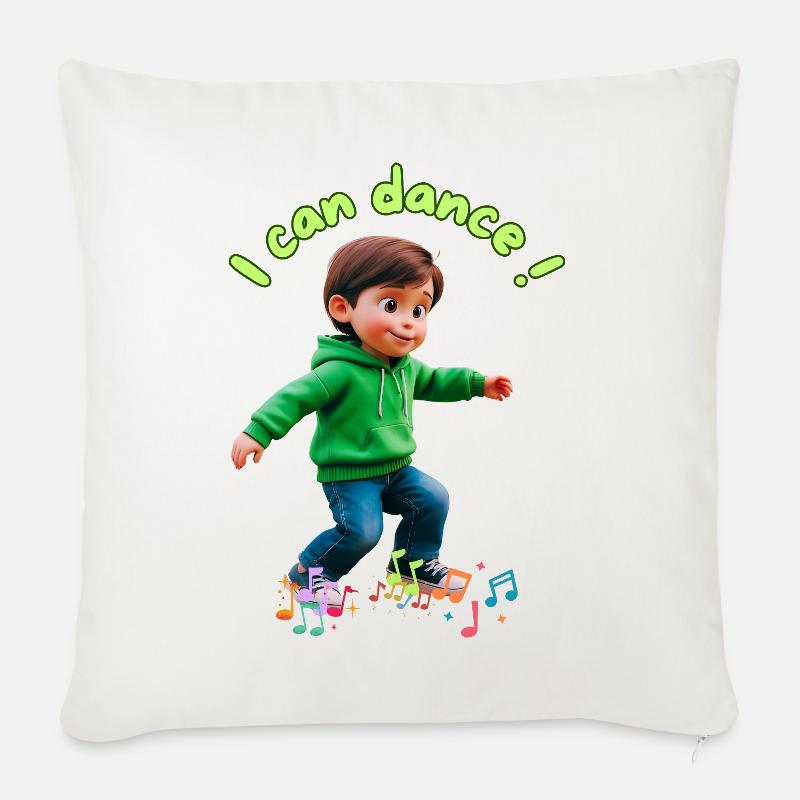 Kleiner Junge und Musiknoten - Sofakissenbezug 45 x 45 cm - Naturweiß 