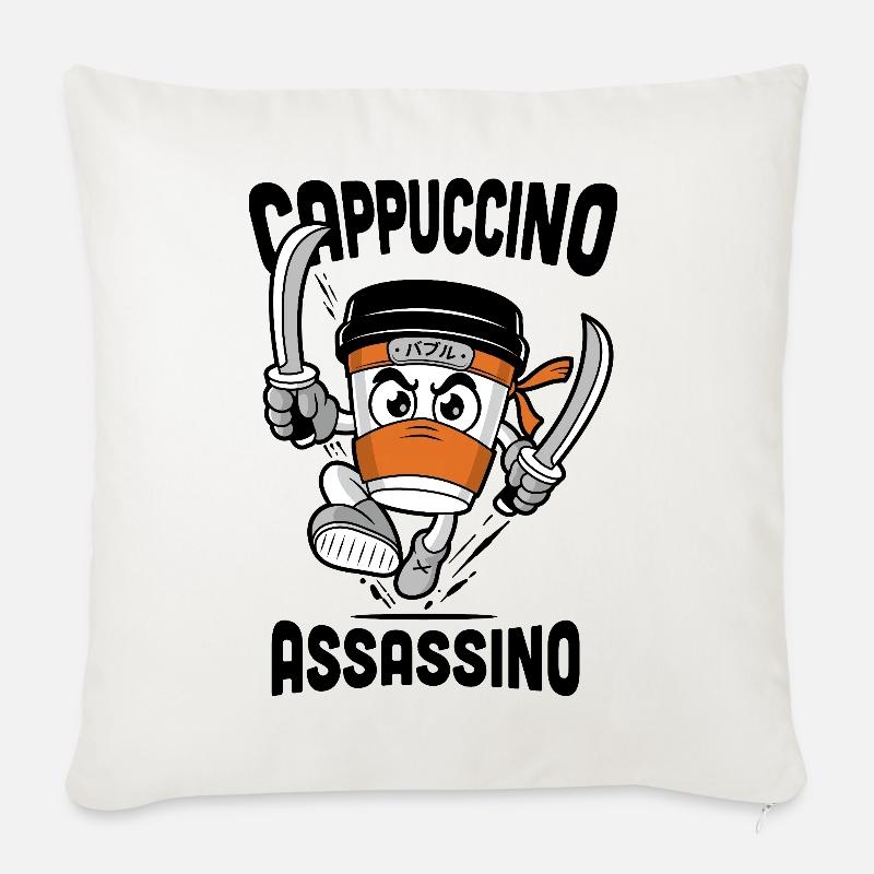 Cappuccino Assassino - Sofakissenbezug 45 x 45 cm - Naturweiß 