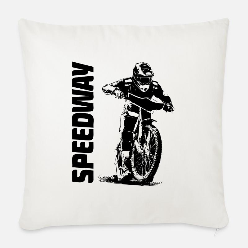 Speedway - Motorcycle Speedway - Sofakissenbezug 45 x 45 cm - Naturweiß 