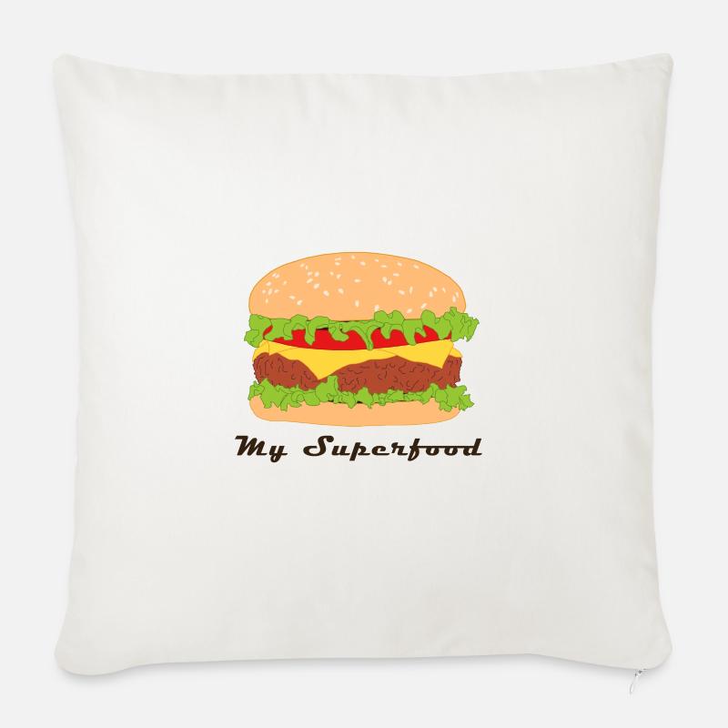 Comic Hamburger with slogan - Sofa pillowcase 17,3'' x 17,3'' (45 x 45 cm) - natural white