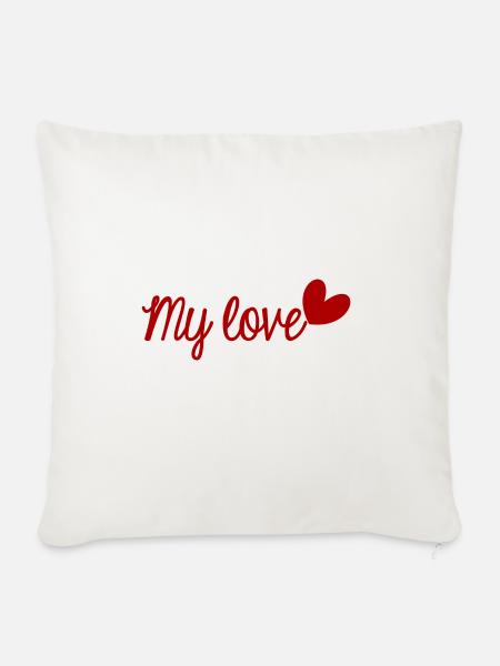 LIEBE. ICH LIEBE DICH. VALENTINSTAG. JUNGGESELLINNENABSCHIED. ICH LIEBE DICH. - Sofakissenbezug 45 x 45 cm - Naturweiß