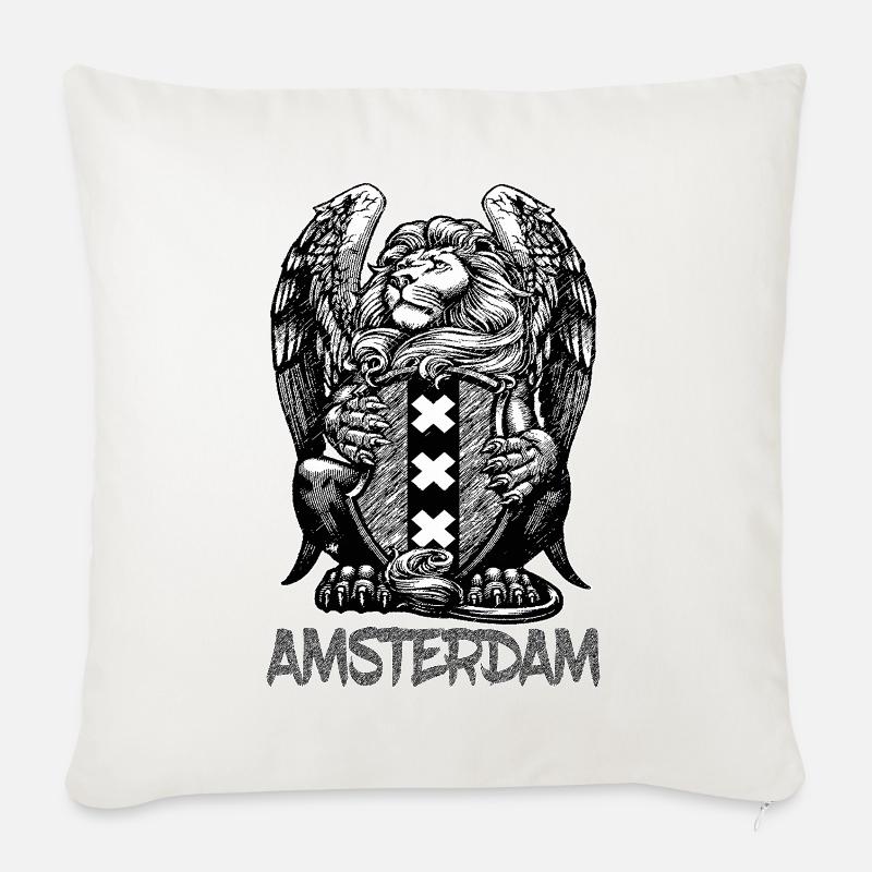 Löwe Amsterdam - Sofakissenbezug 45 x 45 cm - Naturweiß 