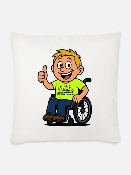 Starr weiter und ich mache einen Rollstuhltrick # - Sofakissenbezug 45 x 45 cm - Naturweiß