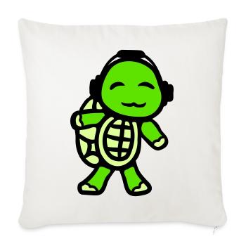 Tortue Casque Musique Écoute Club Fête Fun - Housse de coussin décorative 45 x 45 cm - blanc nature - Devant