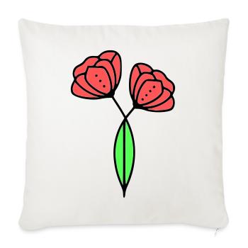 Poppy Poppies Minimalist Line Art 6 - Sofa pillowcase 17,3'' x 17,3'' (45 x 45 cm) - natural white - Front