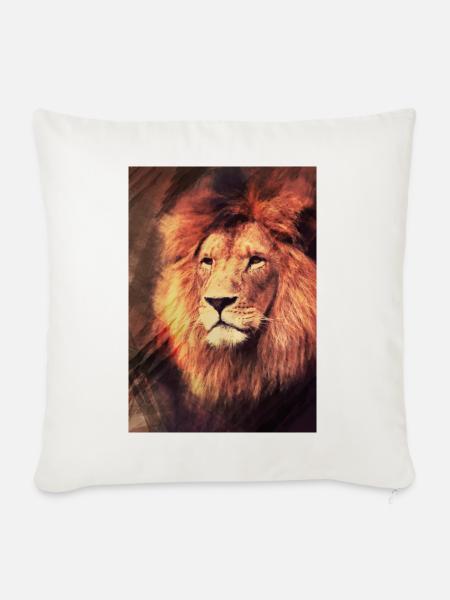 Löwe - Sofakissenbezug 45 x 45 cm - Naturweiß