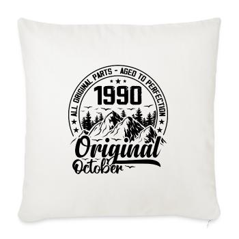 1990 October Original: 34 Years Anniversary Gift - Sofa pillowcase 17,3'' x 17,3'' (45 x 45 cm) - natural white - Front