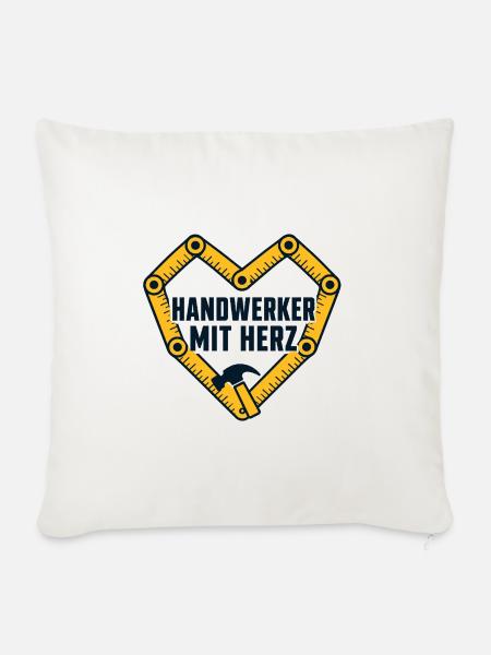Handwerker mit Herz – Zollstockherz - Sofakissenbezug 45 x 45 cm - Naturweiß