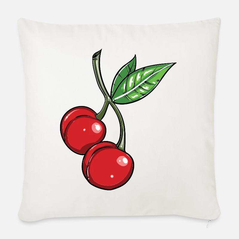Kirsche - Sofakissenbezug 45 x 45 cm - Naturweiß 