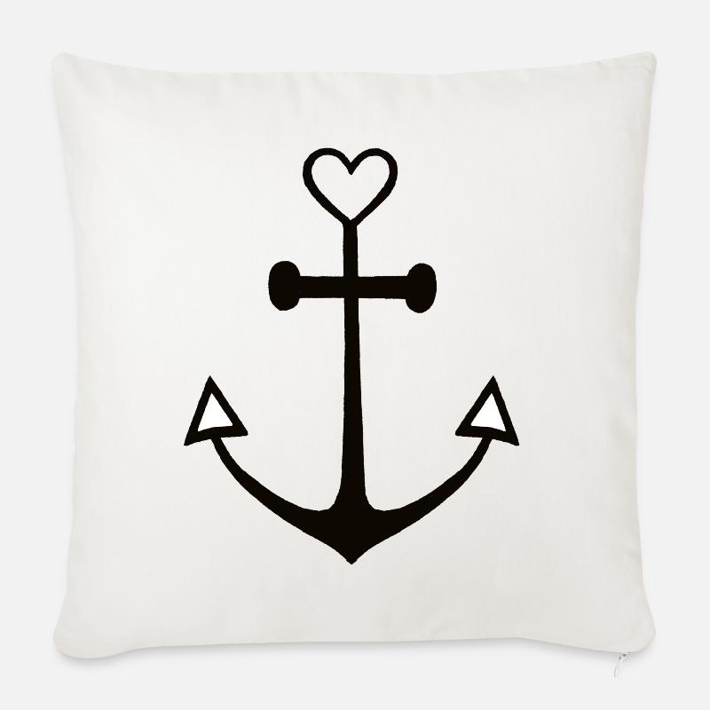 Cute Lines Anker Anchor Glaube Liebe Hoffnung Tatt - Sofakissenbezug 45 x 45 cm - Naturweiß 
