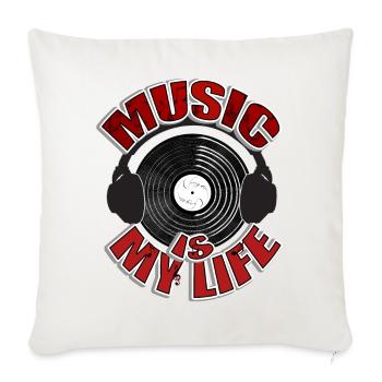 MUSIC is my life Headset - Housse de coussin décorative 45 x 45 cm - blanc nature - Devant