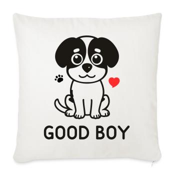 Good Boy – Cute Dog Motif - Sofa pillowcase 17,3'' x 17,3'' (45 x 45 cm) - natural white - Front