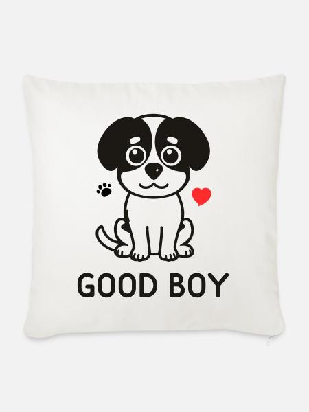 Good Boy – Cute Dog Motif - Sofa pillowcase 17,3'' x 17,3'' (45 x 45 cm) - natural white