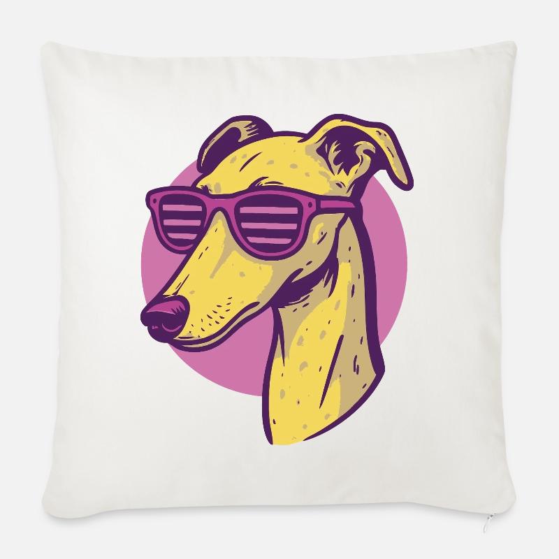Windhund, Galgo Sonnenbrille Pop-Art - Sofakissenbezug 45 x 45 cm - Naturweiß 