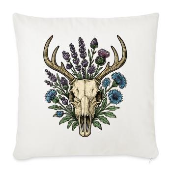 Os de cerf avec couronne de fleurs - Housse de coussin décorative 45 x 45 cm - blanc nature - Devant