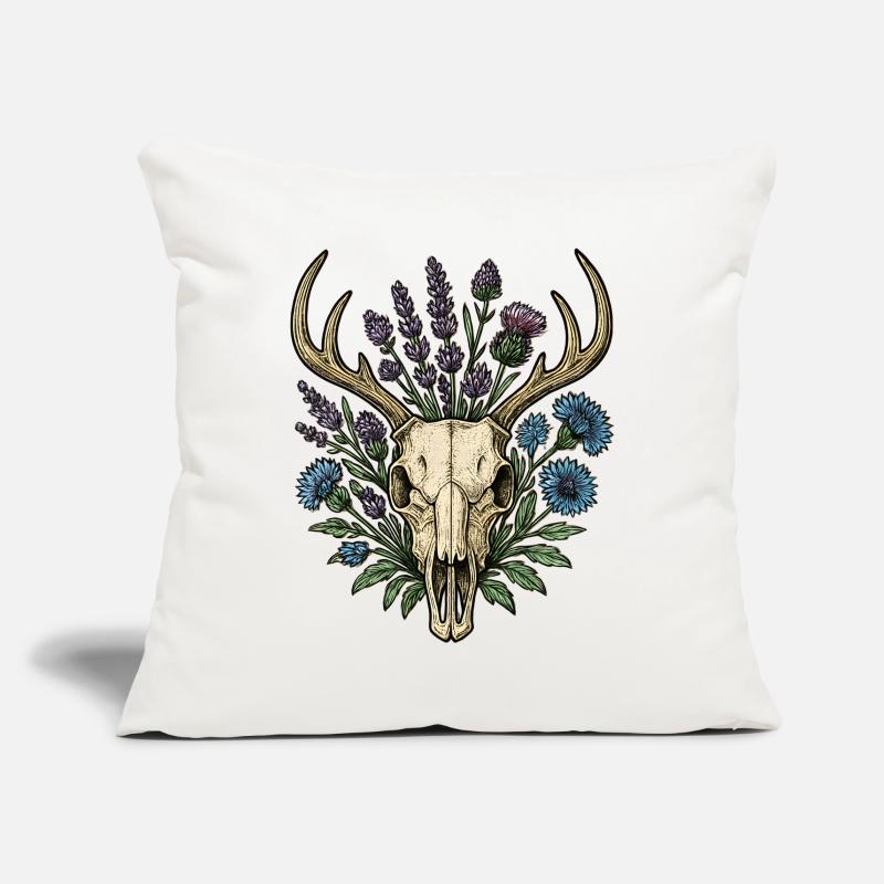 Deer bones with flower wreath Sofa pillowcase 17,3'' x 17,3'' (45 x 45 cm)