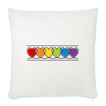 LGBT CSD LGBTQ+ COEUR ARC-EN-CIEL COEURS MOIS DE LA FIERTÉ - Housse de coussin décorative 45 x 45 cm - blanc nature - Devant