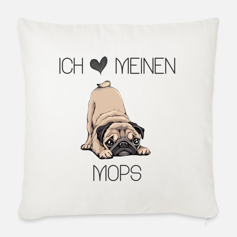 ich liebe meinen Mops - Sofakissenbezug 45 x 45 cm - Naturweiß 