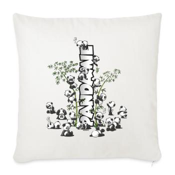 Panda’s « Pandamie » mignon ours panda câlin - Housse de coussin décorative 45 x 45 cm - blanc nature - Devant