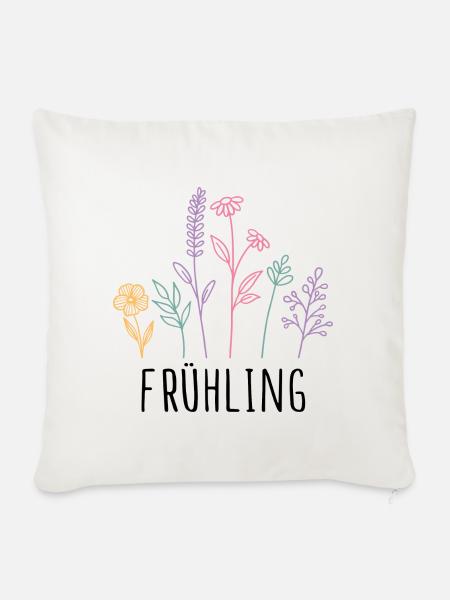 Frühling Blumen - Sofakissenbezug 45 x 45 cm - Naturweiß