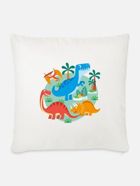 DINOSAURIER - Sofakissenbezug 45 x 45 cm - Naturweiß
