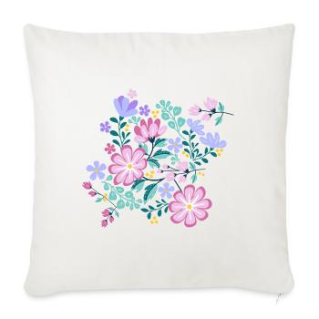 Pink and Purple FLOWERS - Sofa pillowcase 17,3'' x 17,3'' (45 x 45 cm) - natural white - Front